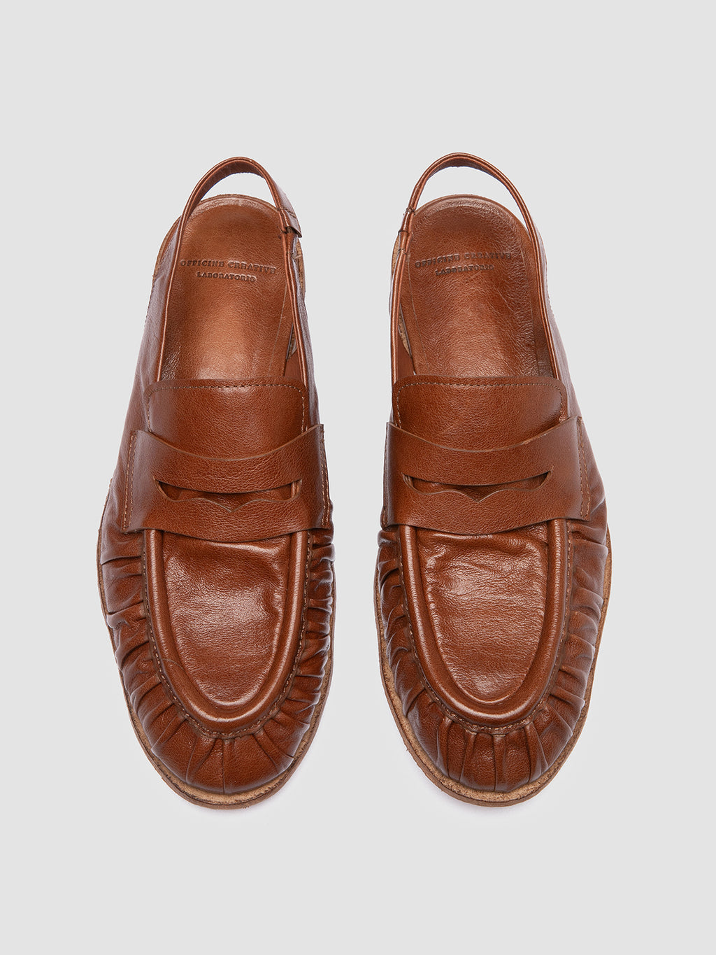SOLITUDE 102 - Brown Leather Slingback Sandals - image 2,side view