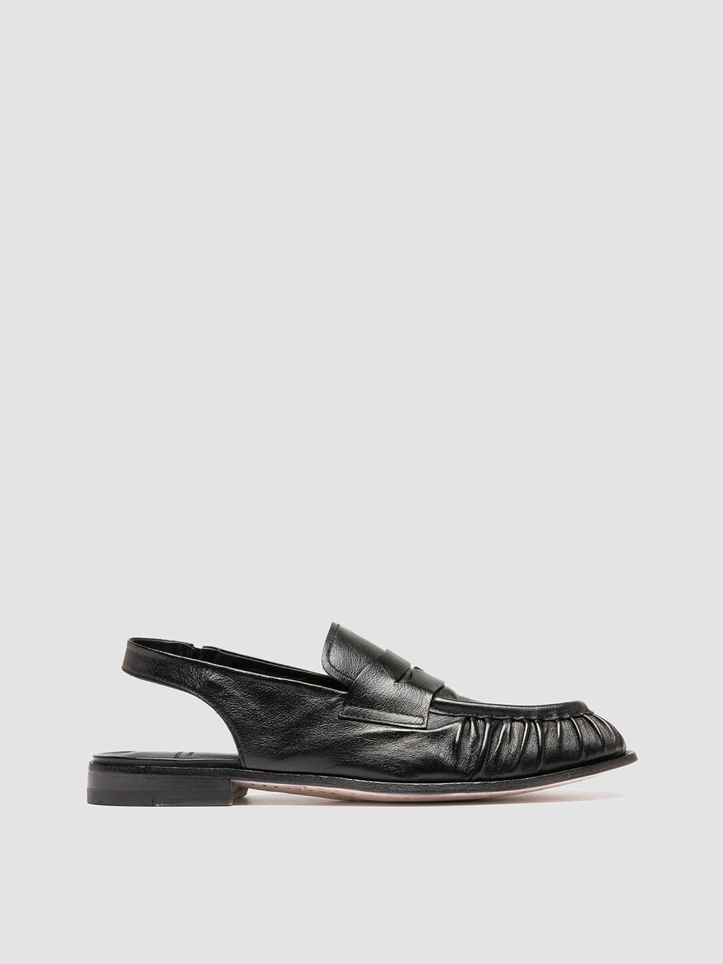 SOLITUDE 102 - Black Leather Slingback Sandals - image 1,side view