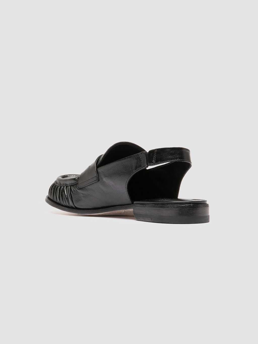 SOLITUDE 102 - Black Leather Slingback Sandals - image 4,side view