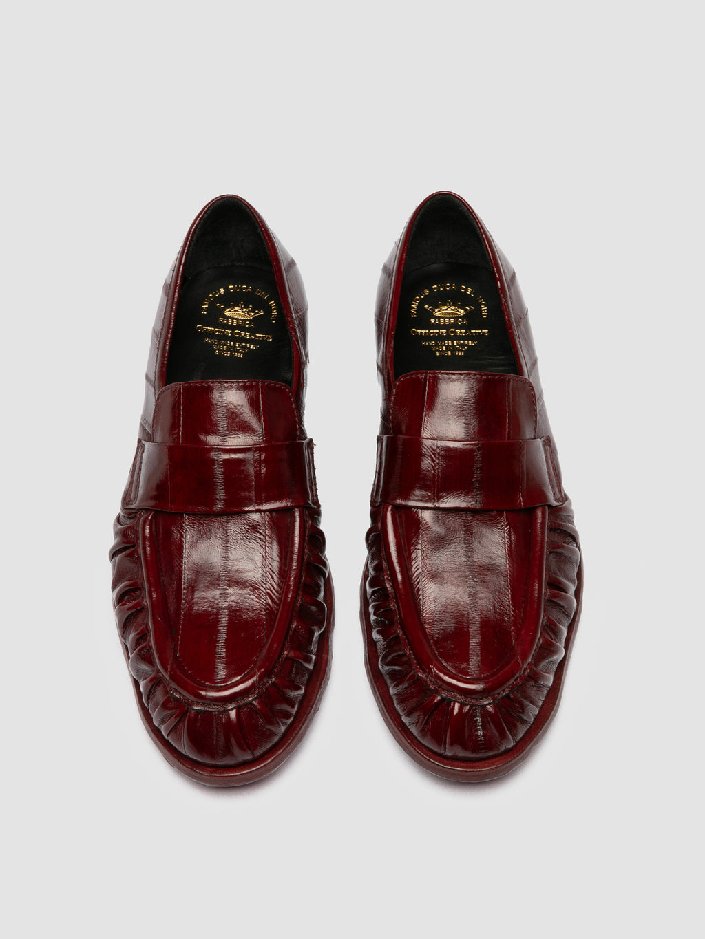 SOLITUDE 107 - Burgundy Leather Penny Loafers - image 2,side view