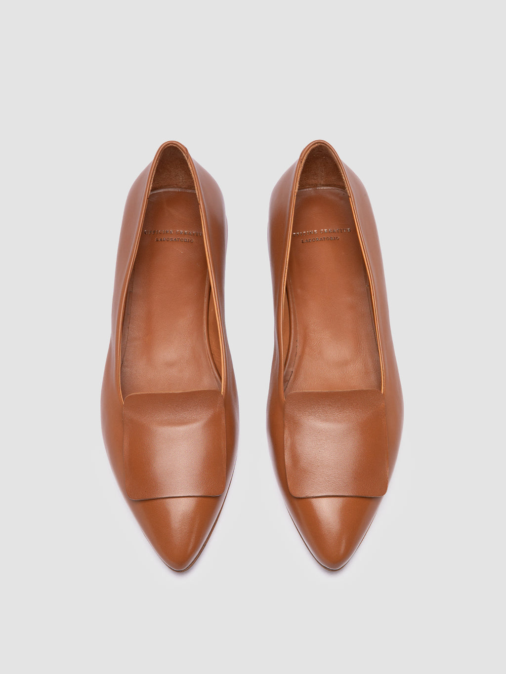SUE 006 - Brown Leather Ballerina Shoes - image 2,side view