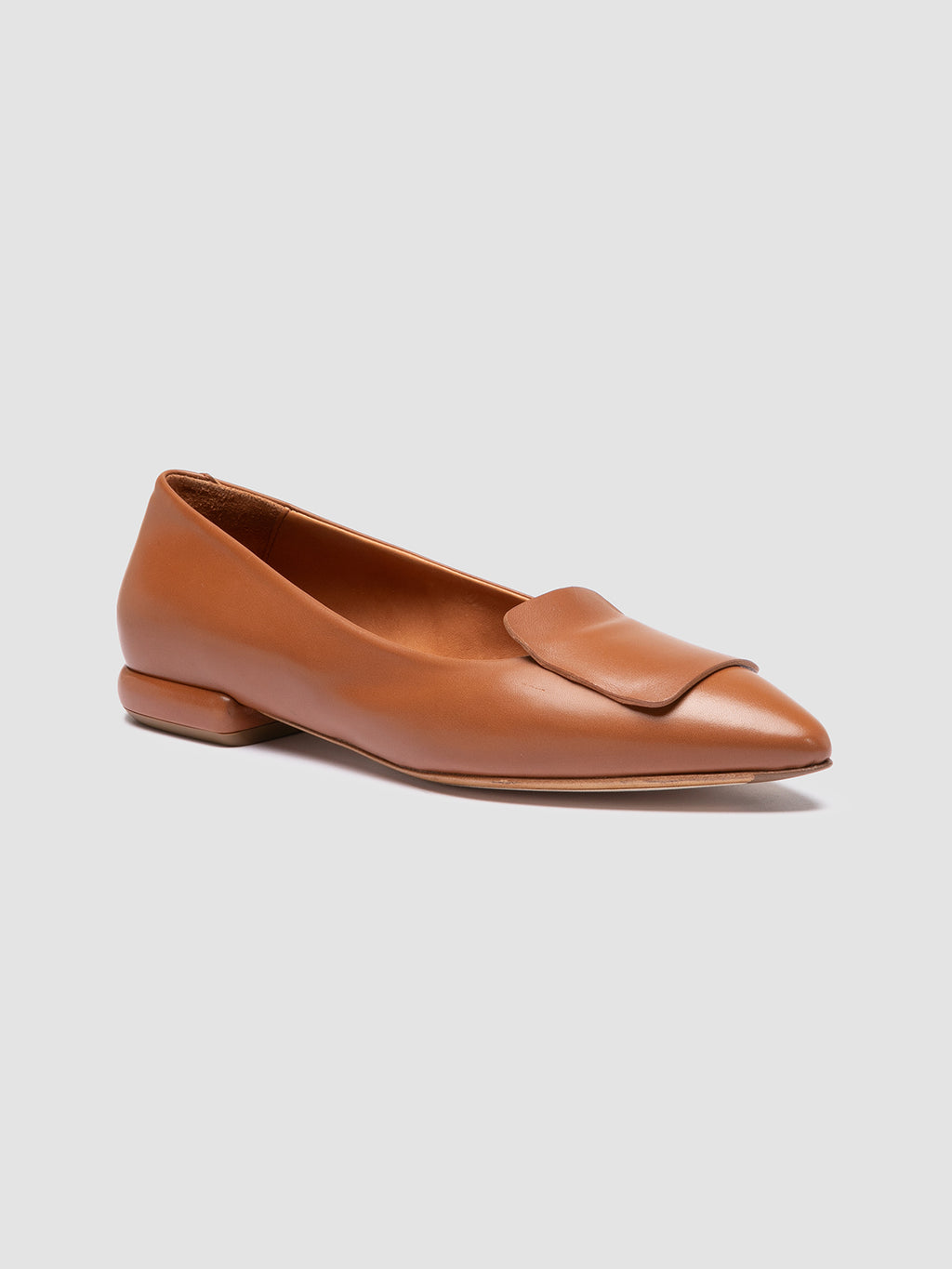 SUE 006 - Brown Leather Ballerina Shoes - image 3,side view
