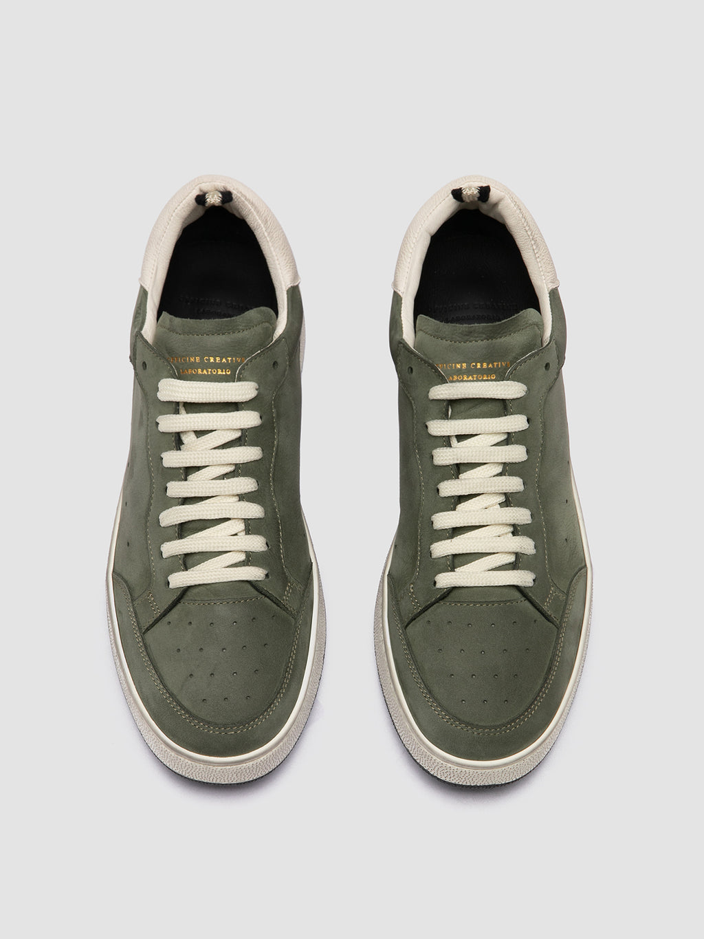 THE ANSWER 002 - Green Leather and Suede Sneakers - image 2,side view