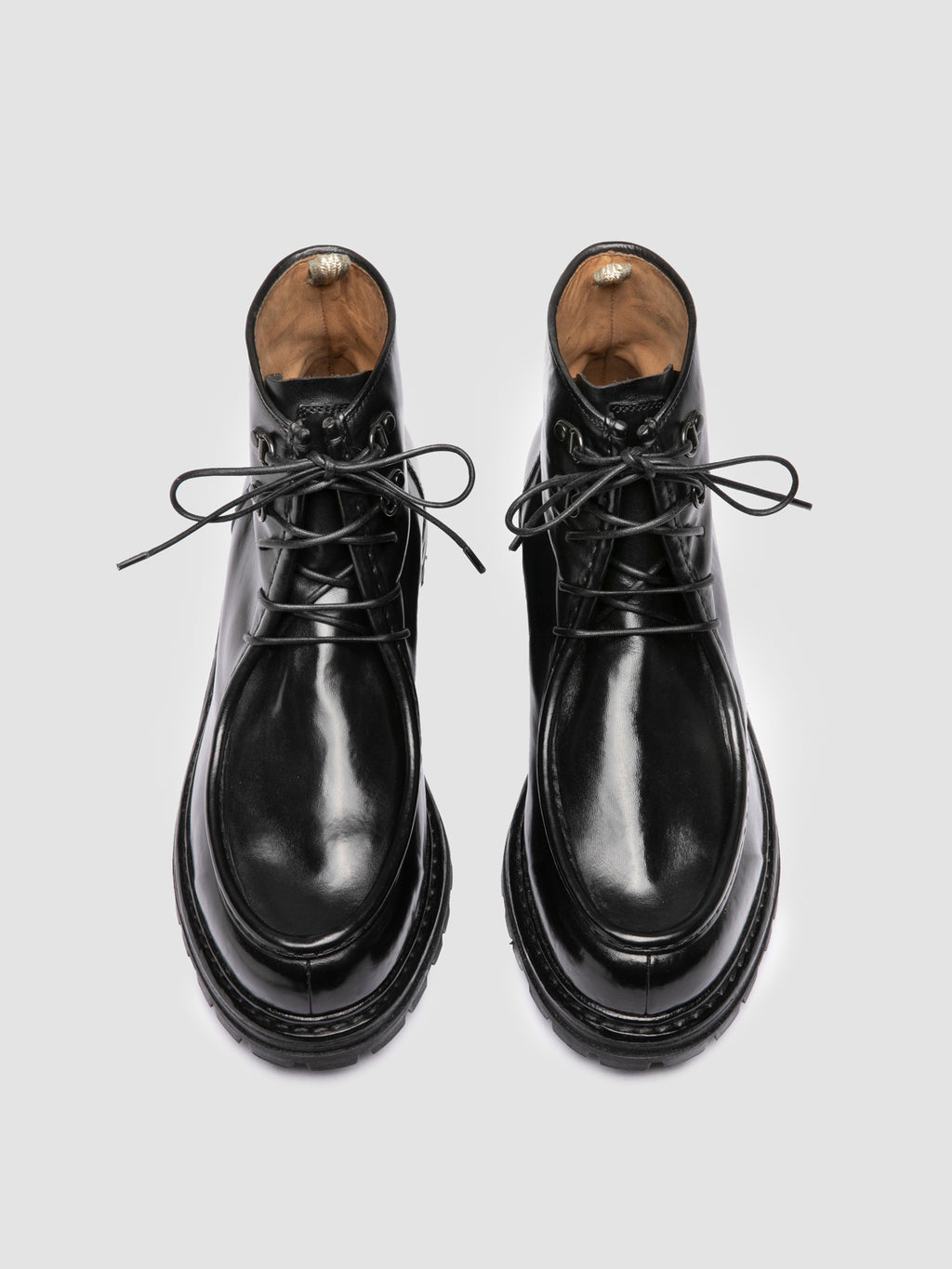 VOLCOV 010 - Black Leather Lace-Up Boots - image 2,side view