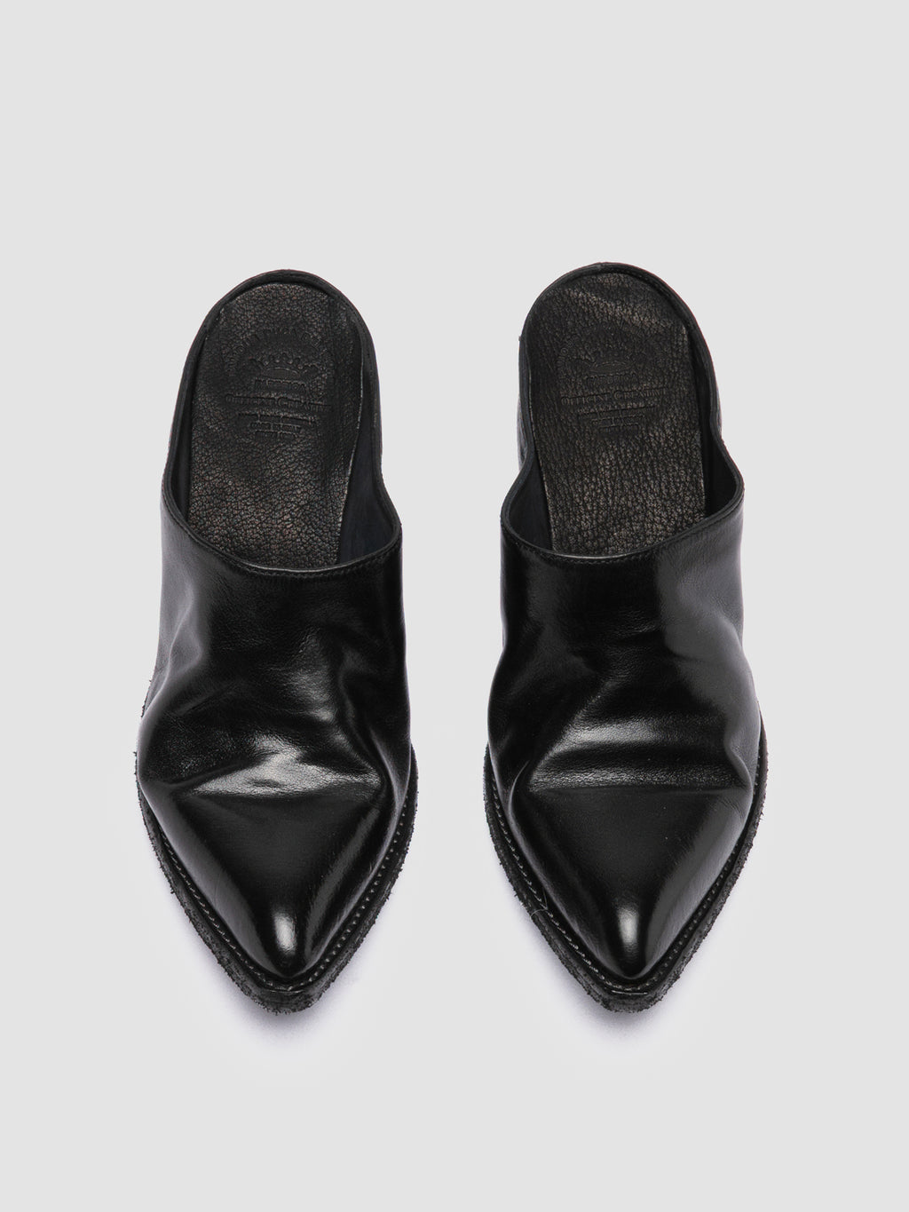 WANDA DD 101 - Black Leather Mule Sandals - image 2,side view