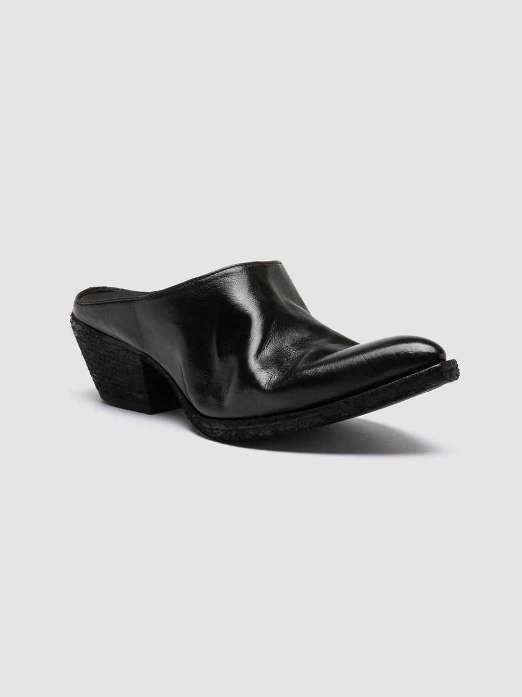 WANDA DD 101 - Black Leather Mule Sandals - image 3,side view