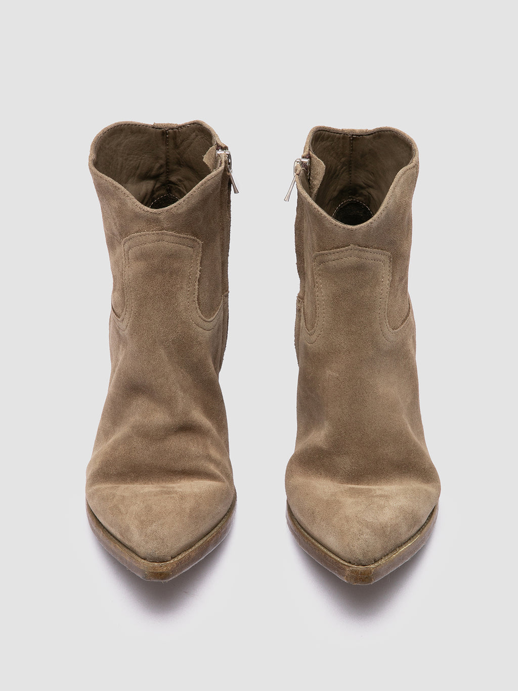 WANDA DD 103 - Taupe Suede Zip Boots - image 2,side view