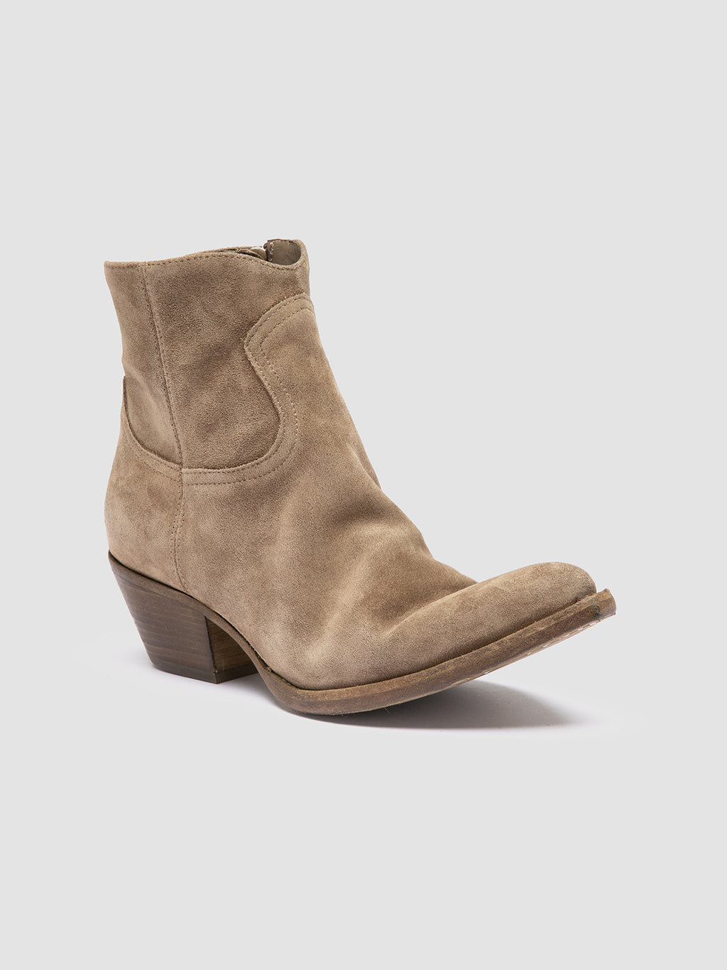 WANDA DD 103 - Taupe Suede Zip Boots - image 3,side view