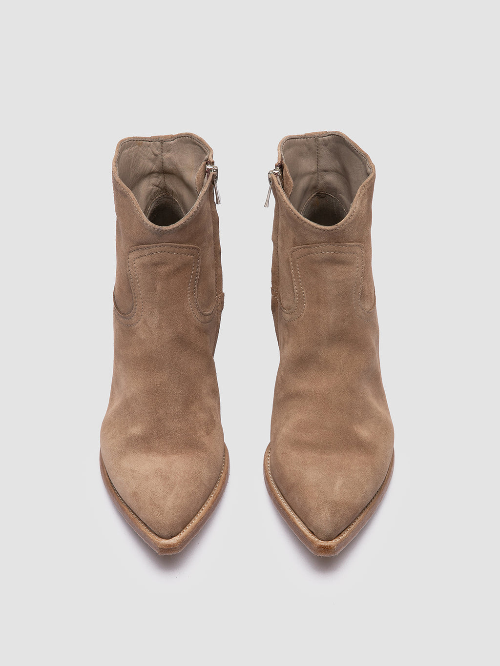 WANDA DD 103 - Taupe Suede Zip Boots - image 2,side view
