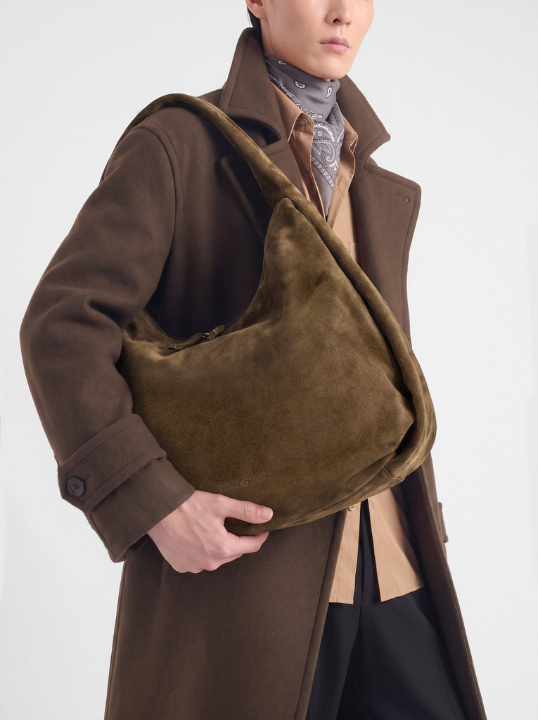 BOLINA 048 - Brown Suede Shoulder Bag-hover