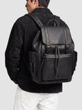 BOSTONIAN 003 - Schwarzer Lederrucksack - thumb image 2,side view