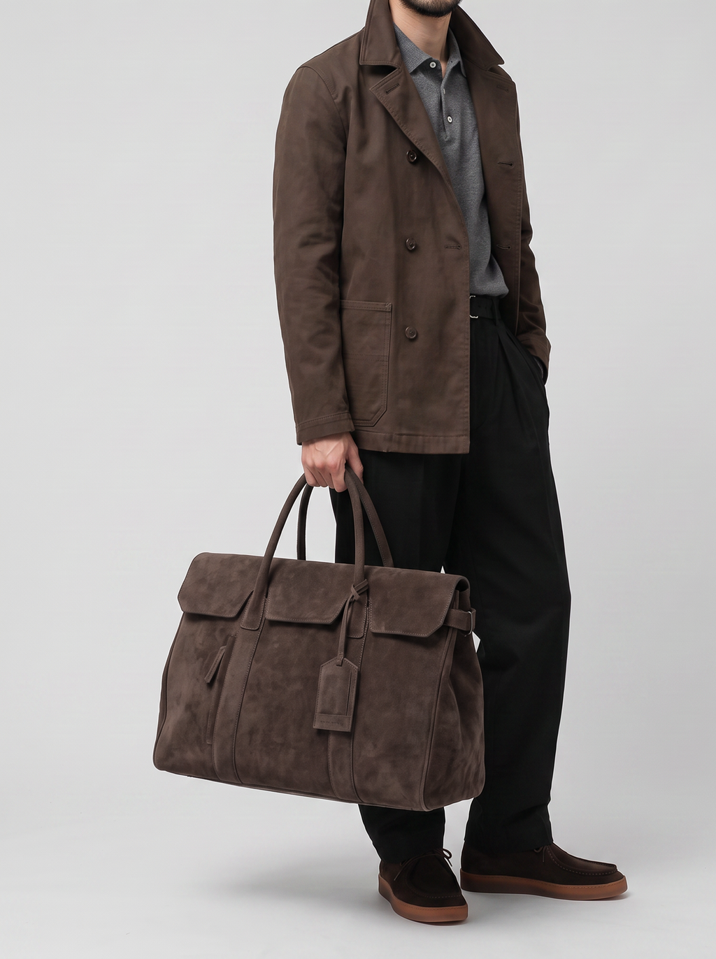 BOSTONIAN 001 - Brown Suede Weekender - image 2,side view