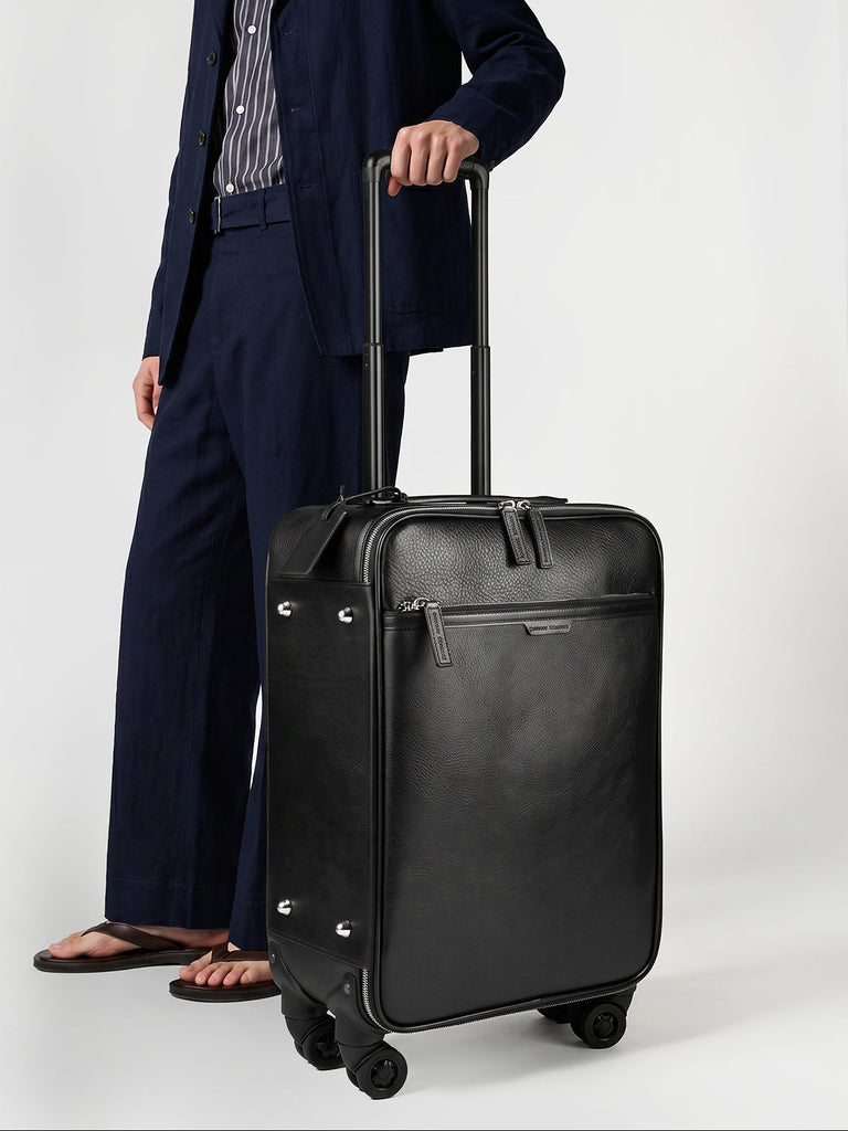 GULLIVER 001 - Black Leather Suitcase