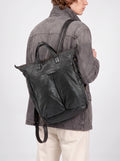 HELMET 055 - Schwarzer Lederrucksack - thumb image 2,side view