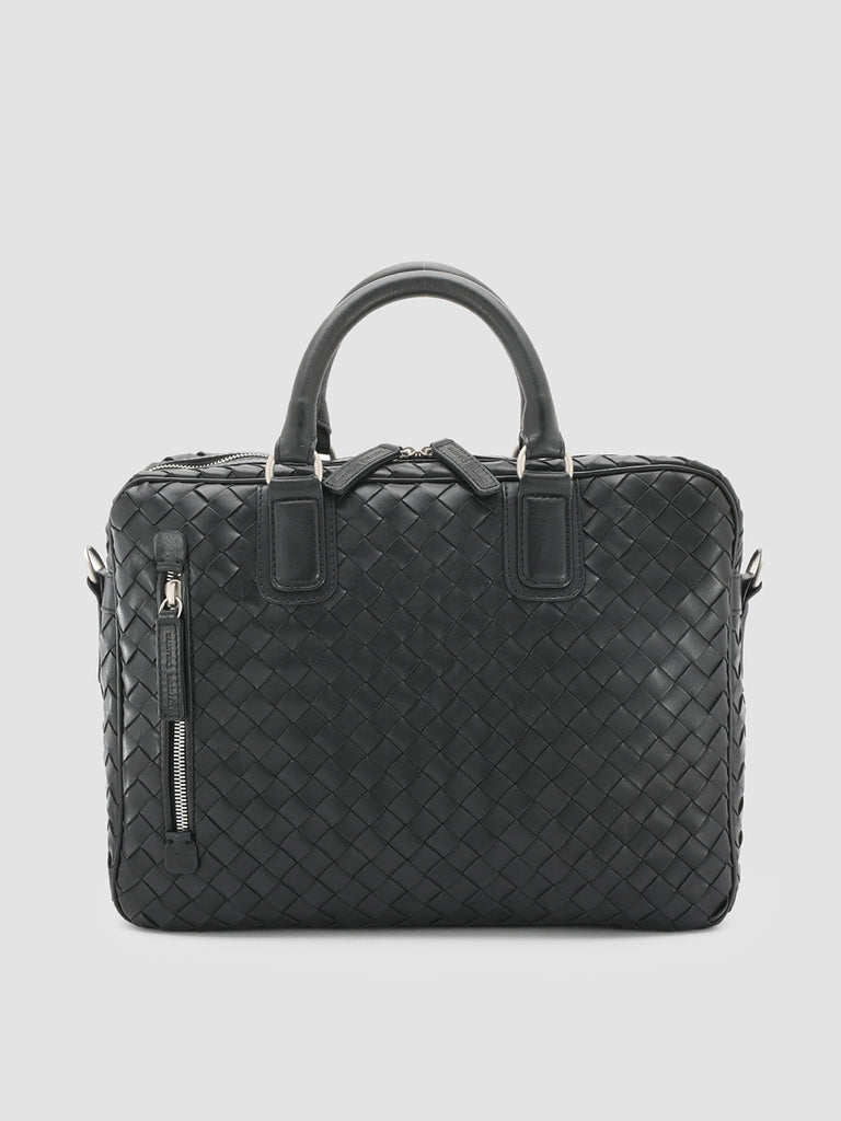 ARMOR 011 - Black Woven Leather Bag