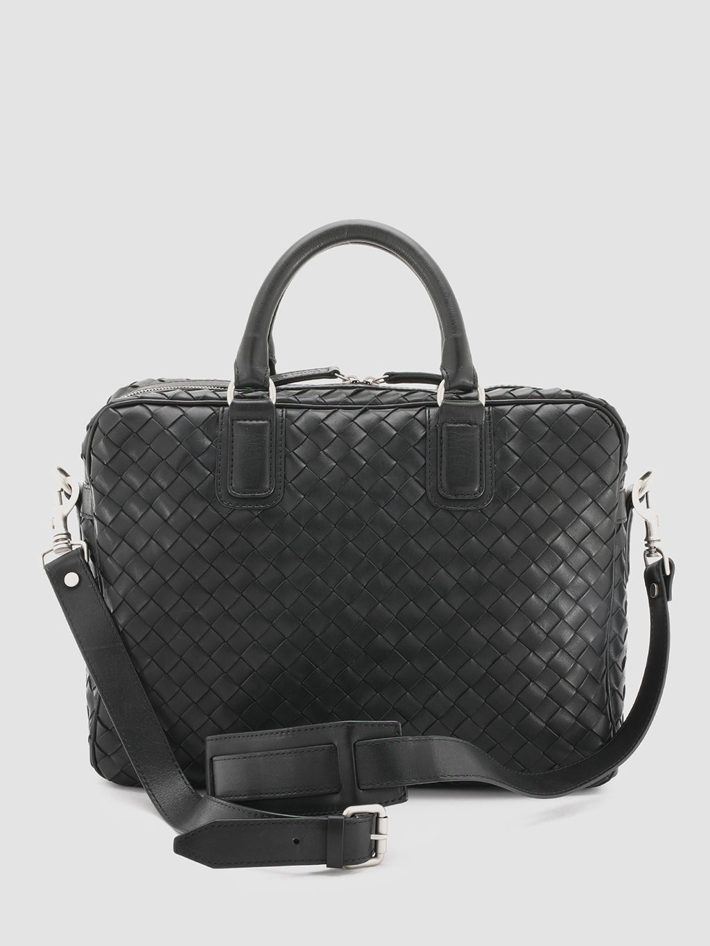 ARMOR 011 - Black Woven Leather Bag - image 4,side view
