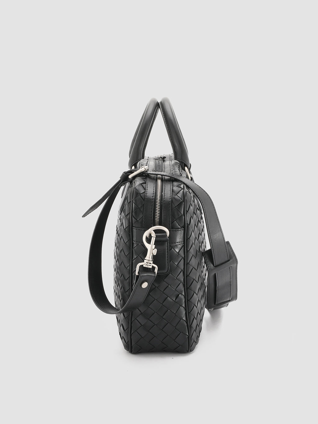ARMOR 011 - Black Woven Leather Bag - image 3,side view