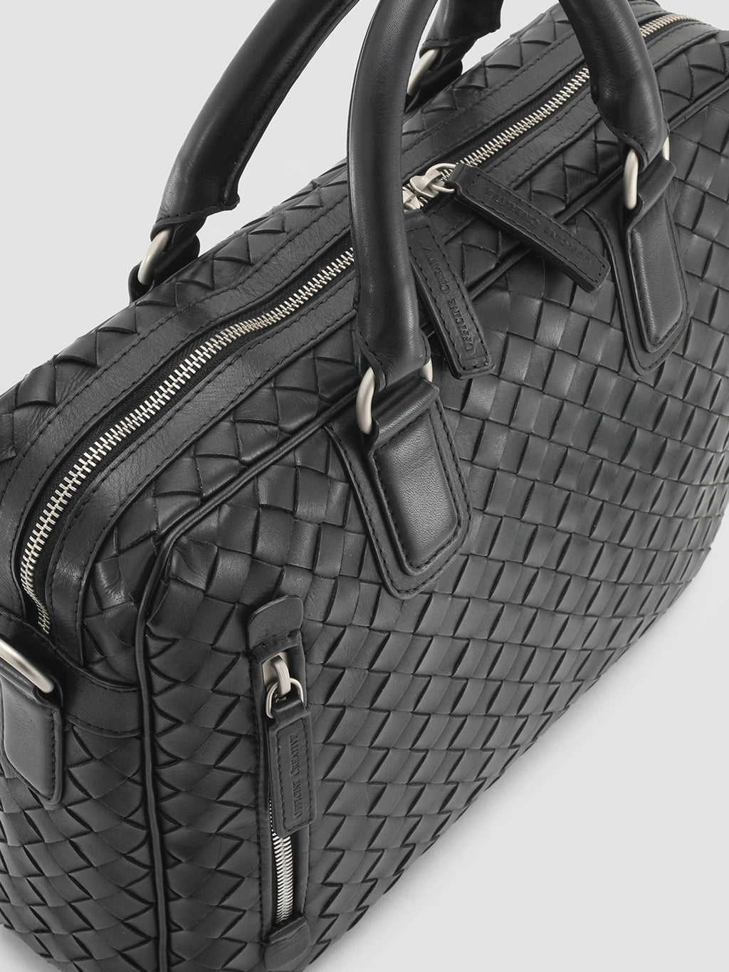 ARMOR 011 - Black Woven Leather Bag - image 2,side view