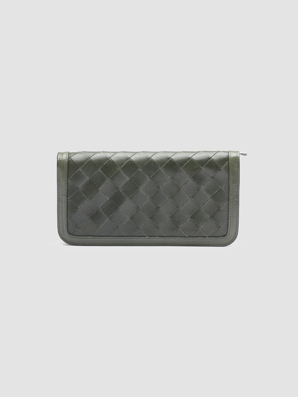 BERGE’ 101 - Green Woven Leather Wallet - image 3,side view