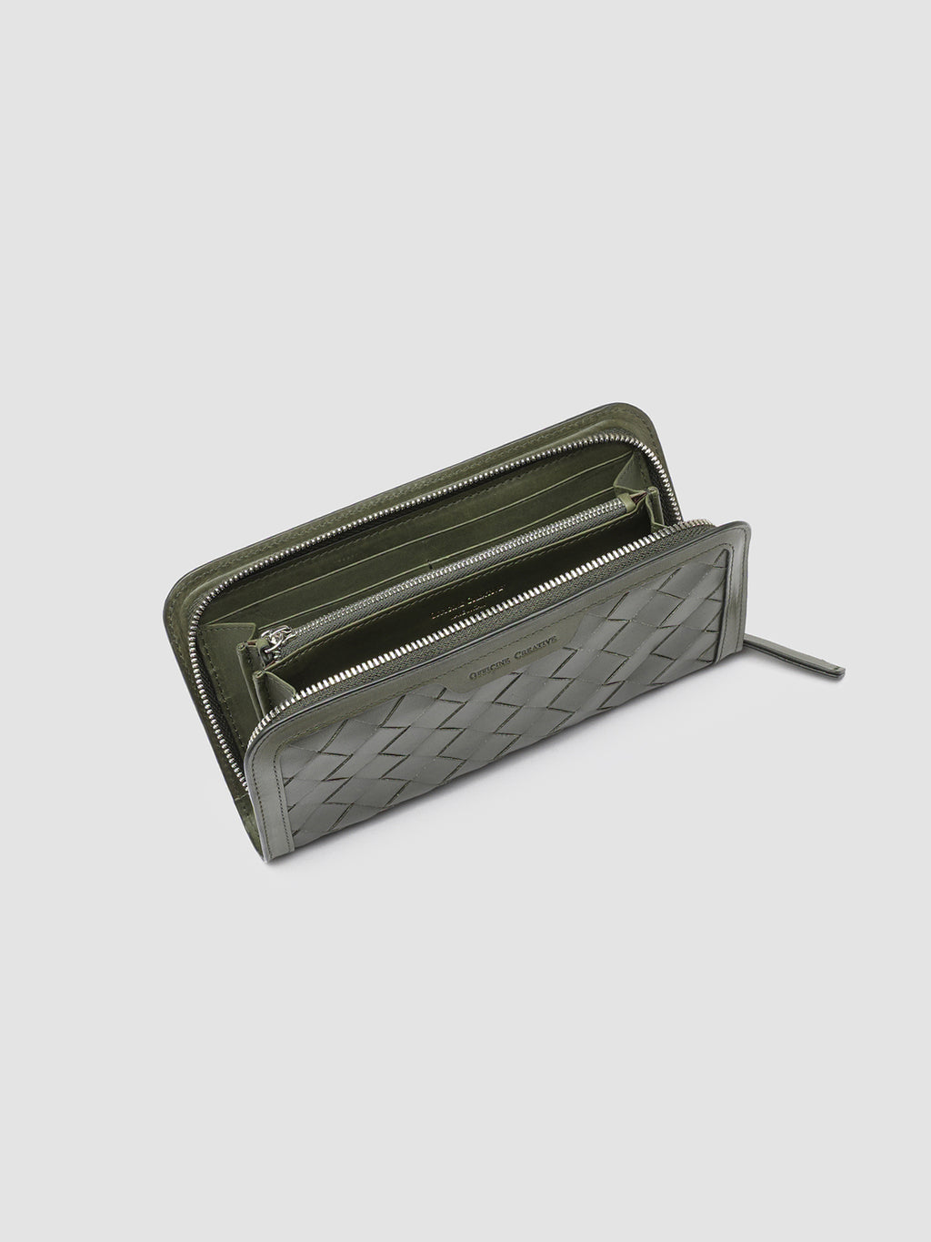 BERGE’ 101 - Green Woven Leather Wallet - image 6,side view