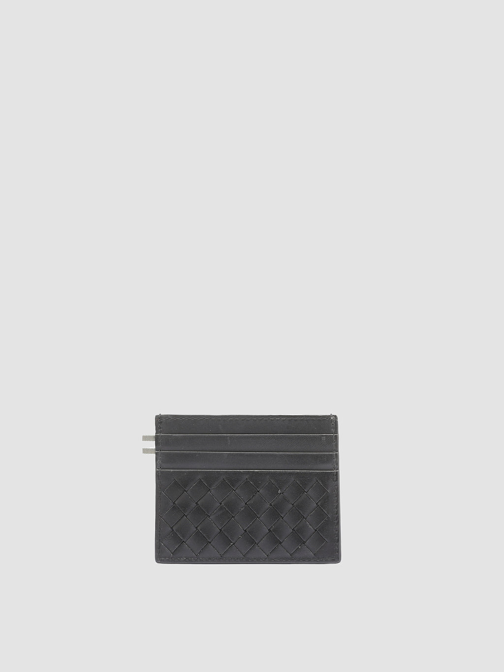 BOUDIN 122 - Black Woven Leather Card Holder - image 1,side view