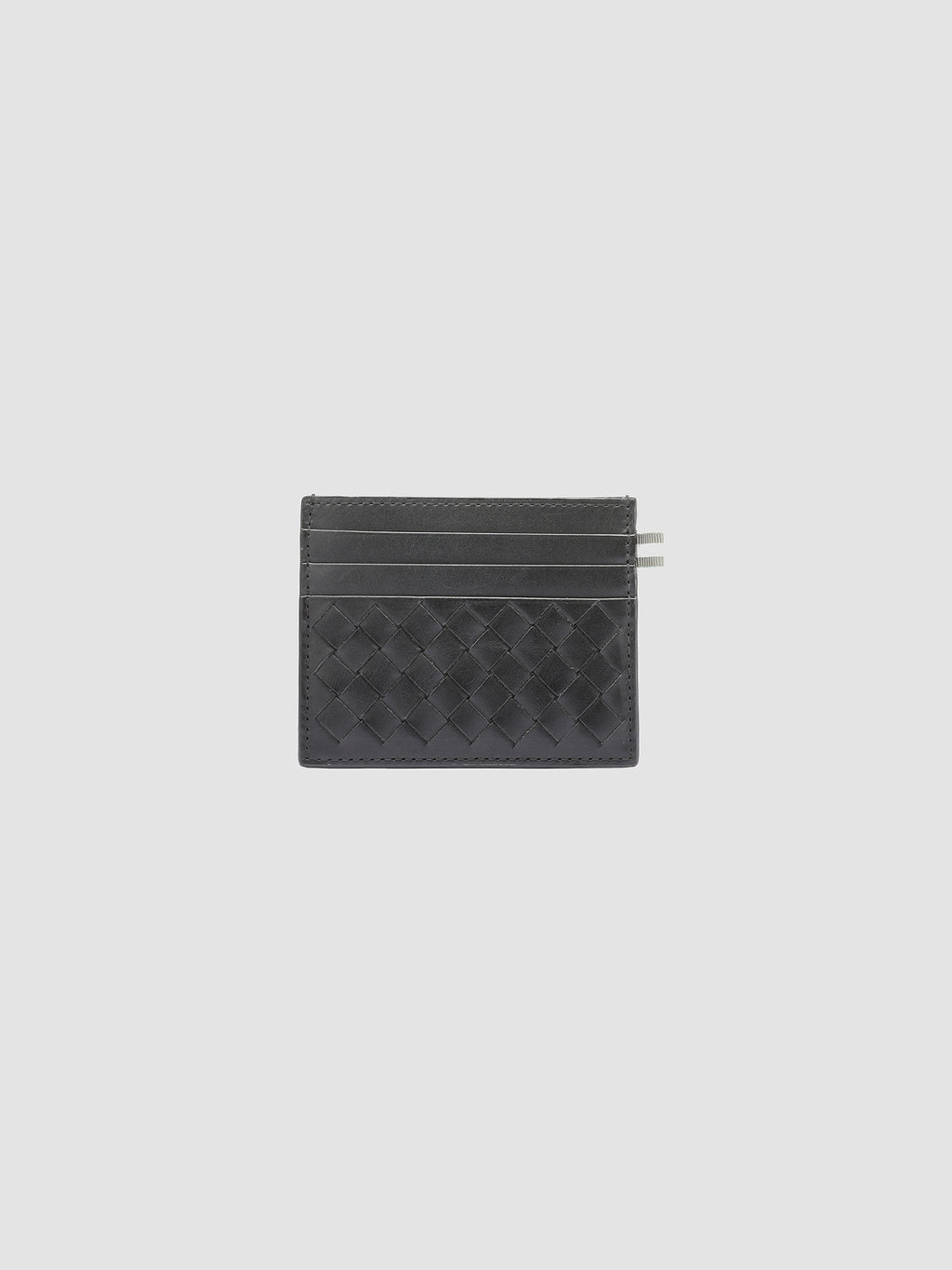 BOUDIN 122 - Black Woven Leather Card Holder - image 4,side view