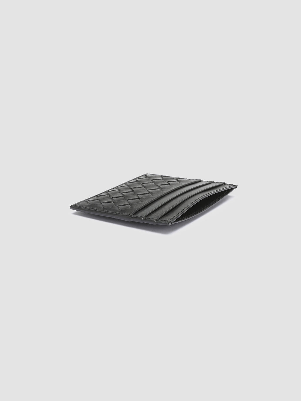 BOUDIN 122 - Black Woven Leather Card Holder - image 3,side view