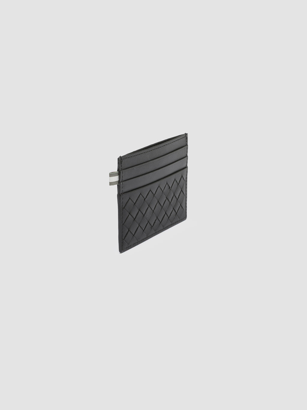 BOUDIN 122 - Black Woven Leather Card Holder - image 5,side view