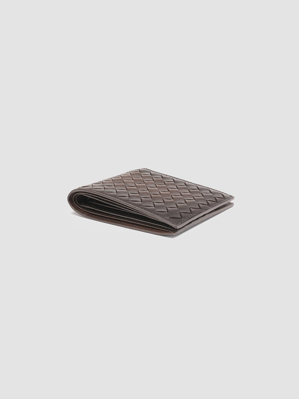 BOUDIN 123 - Brown Woven Leather bifold wallet - image 3,side view