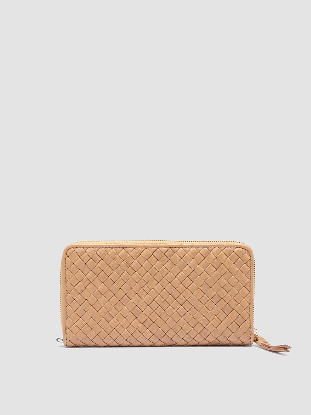 JULIET 101 - Taupe Woven Leather Zip-around Wallet - image 1,side view