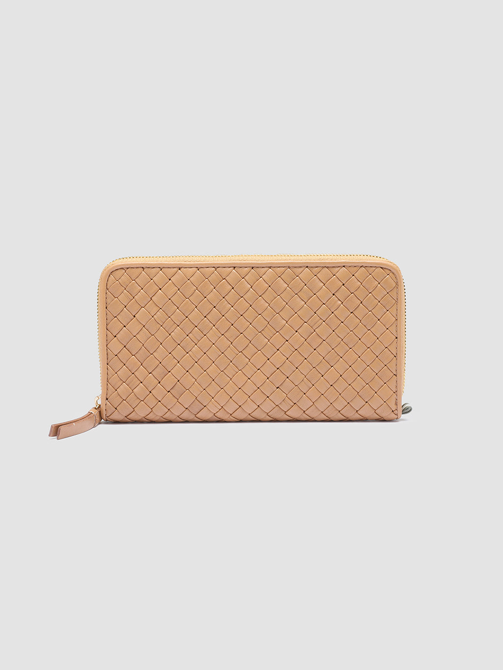 JULIET 101 - Taupe Woven Leather Zip-around Wallet - image 3,side view