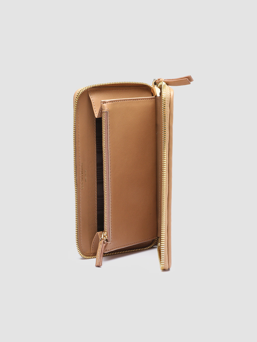 JULIET 101 - Taupe Woven Leather Zip-around Wallet - image 2,side view