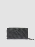 JULIET 101 - Schwarze Brieftasche aus gewebtem Leder mit umlaufendem Reißverschluss - thumb image 1,side view