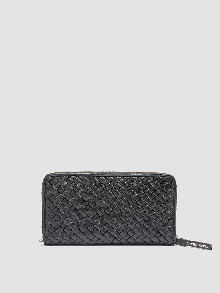 JULIET 101 - Black Woven Leather Zip-around Wallet