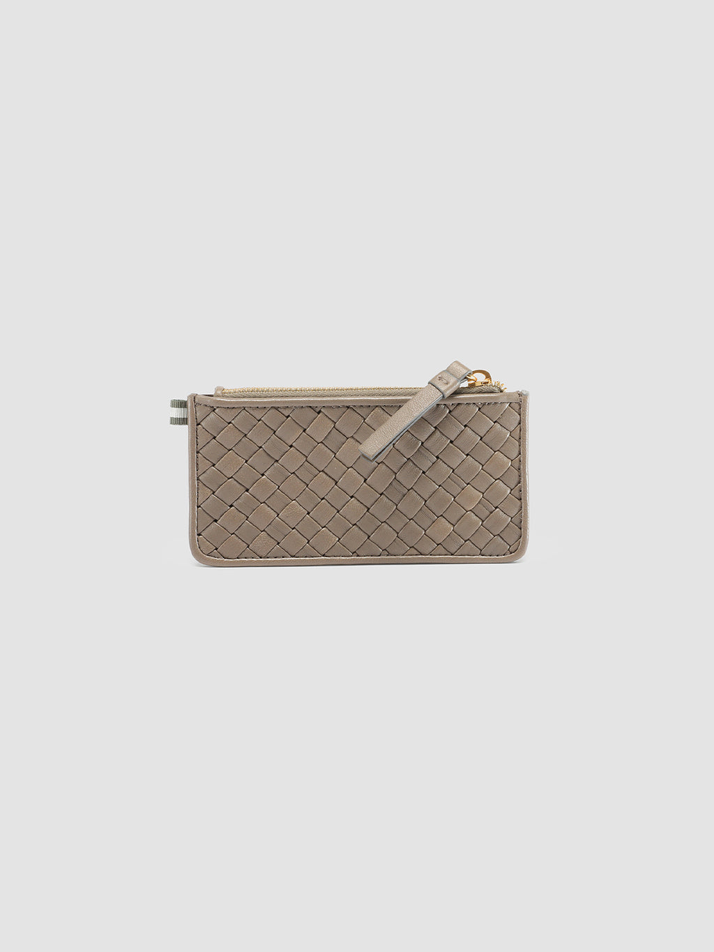 JULIET 103 - Taupe Woven Leather card holder - image 4,side view