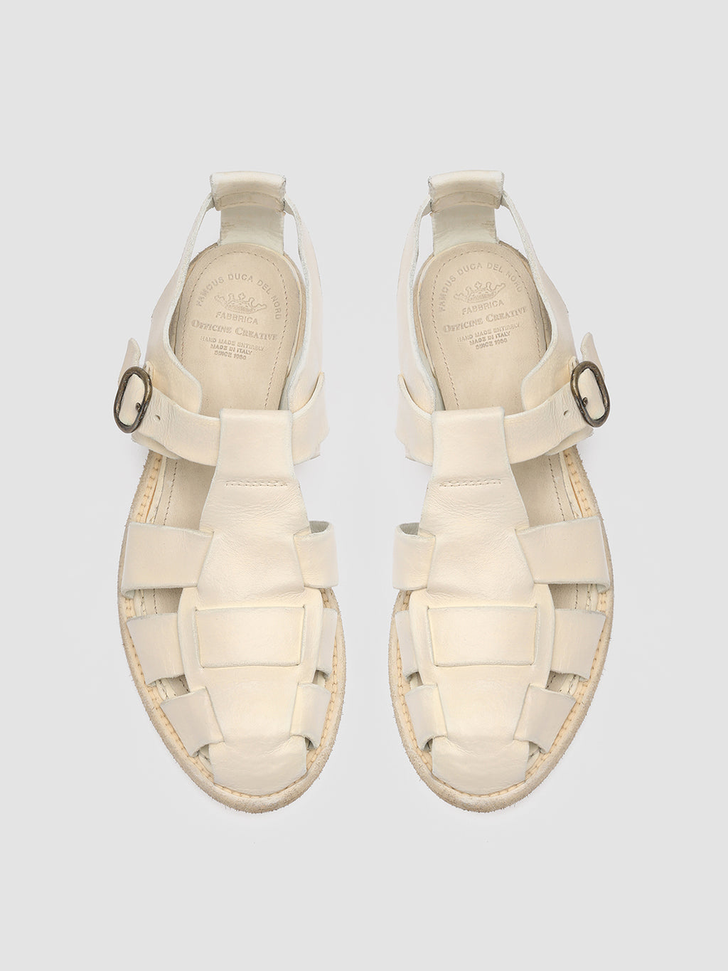 LEXIKON 536 - White Leather Sandals - image 2,side view