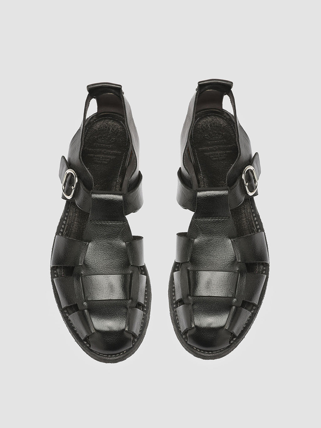 LEXIKON 536 - Black Leather Sandals - image 2,side view