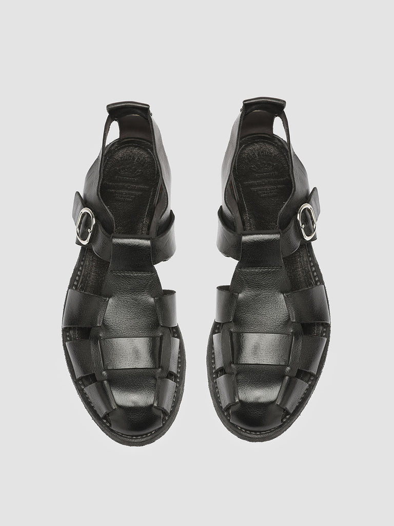 LEXIKON 536 - Black Leather Sandals-hover