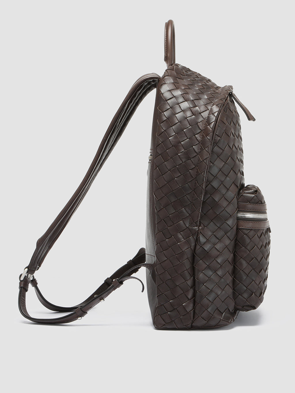 ARMOR 04 - Brown Woven Leather Backpack - image 3,side view