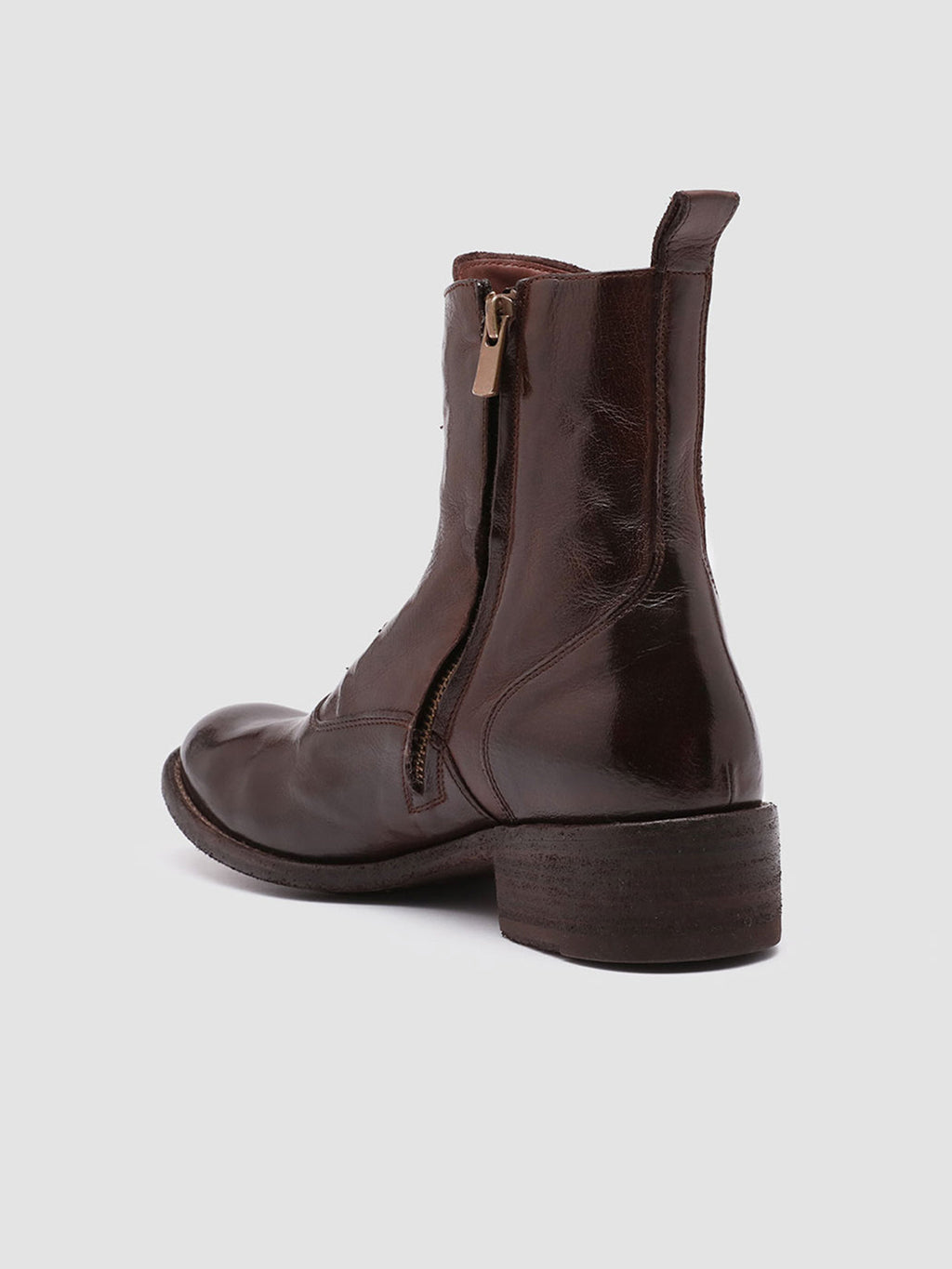 LISON 036 - Burgundy Leather Booties - image 4,side view