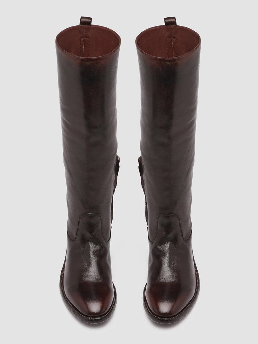 SELINE 013 - Brown Zipped Leather Boots - image 2,side view