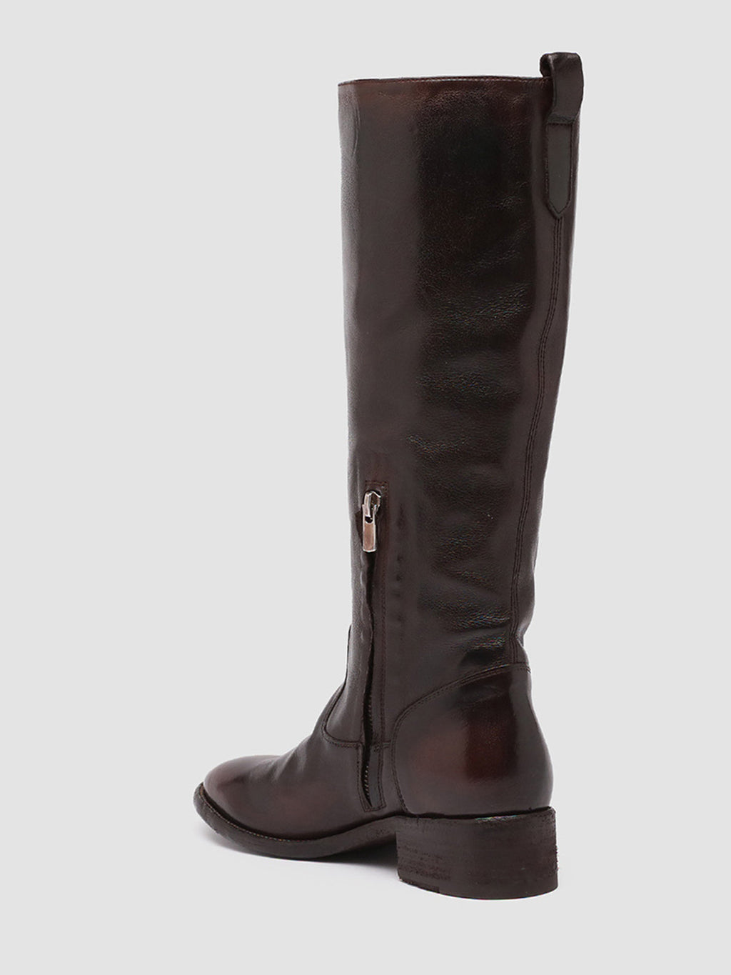 SELINE 013 - Brown Zipped Leather Boots - image 4,side view