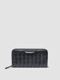 BERGE’ 101 - Black Woven Leather Wallet - thumb image 1,side view