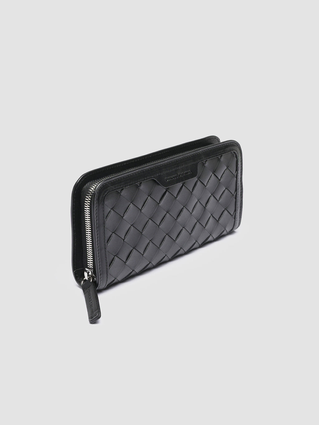BERGE’ 101 - Black Woven Leather Wallet - image 4,side view