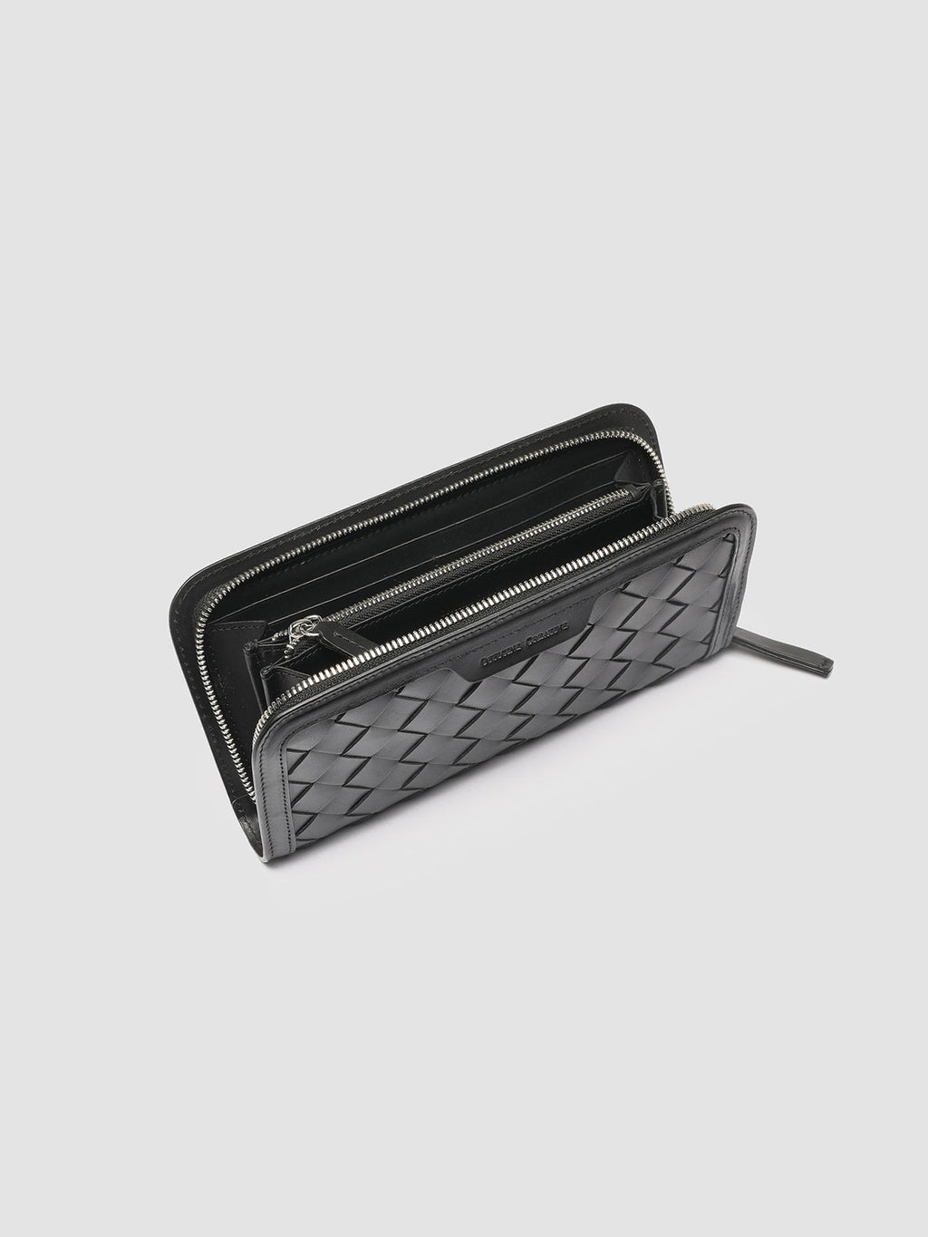 BERGE’ 101 - Black Woven Leather Wallet - image 2,side view