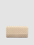 POCHE 109 - Elfenbeinfarbene Brieftasche aus gewebtem Leder - thumb image 1,side view