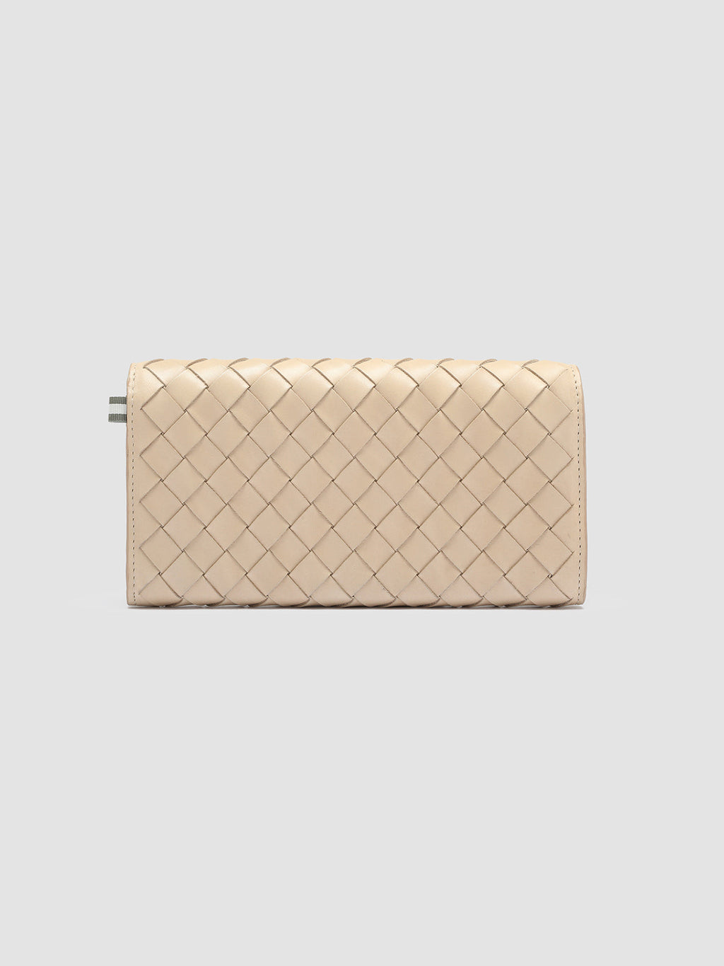 POCHE 109 - Elfenbeinfarbene Brieftasche aus gewebtem Leder - image 3,side view