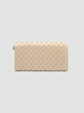 POCHE 109 - Elfenbeinfarbene Brieftasche aus gewebtem Leder - thumb image 3,side view