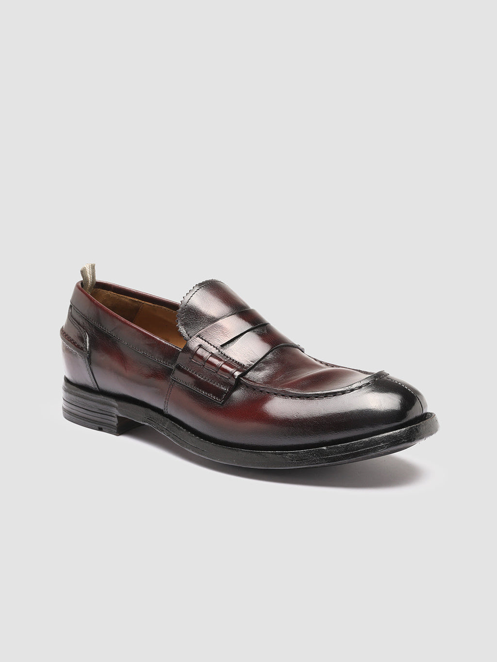 BALANCE 011 - Burgundy Leather Penny Loafers - image 3,side view