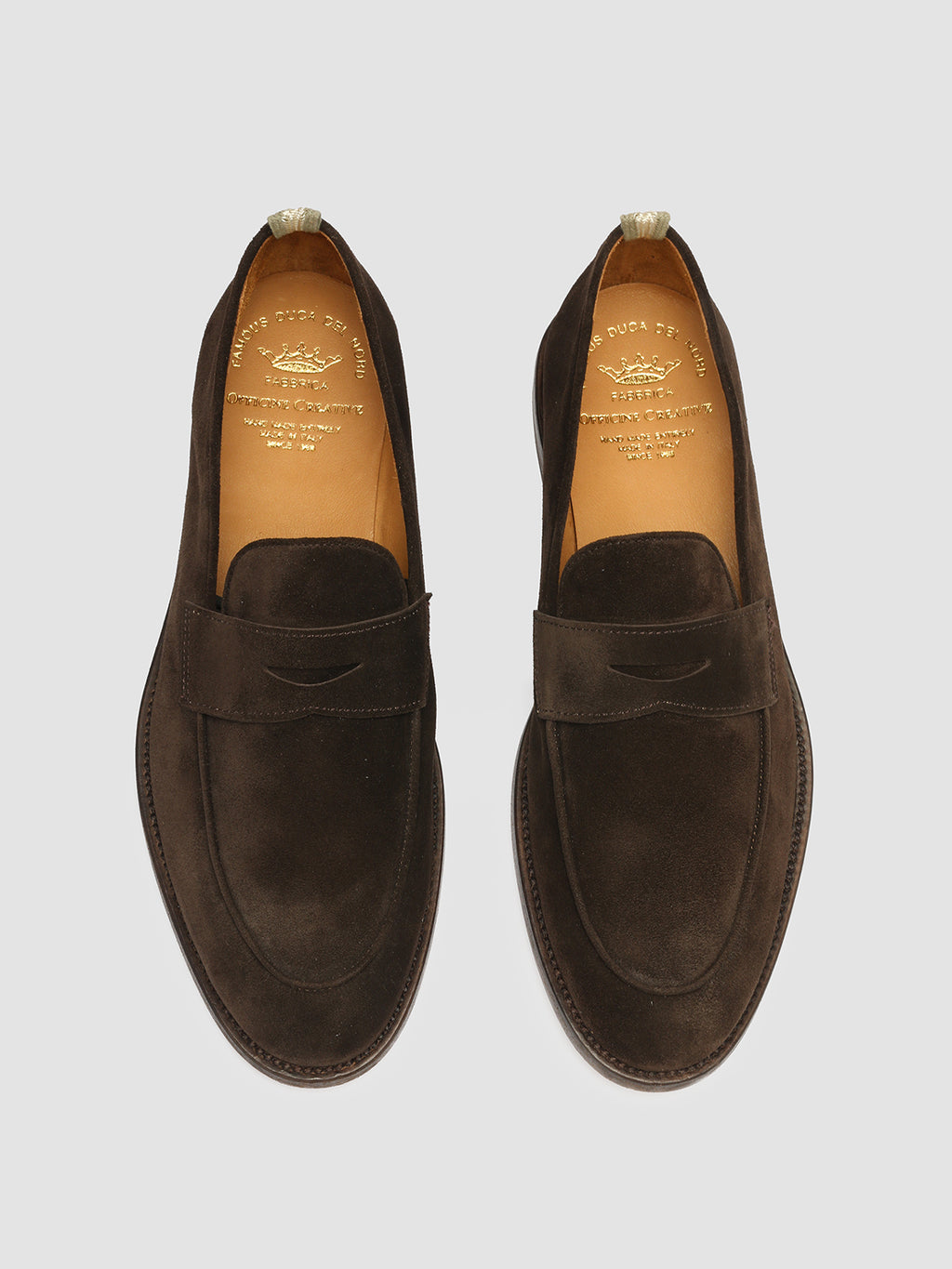 OPERA 001 - Brown Suede Penny Loafers - image 2,side view